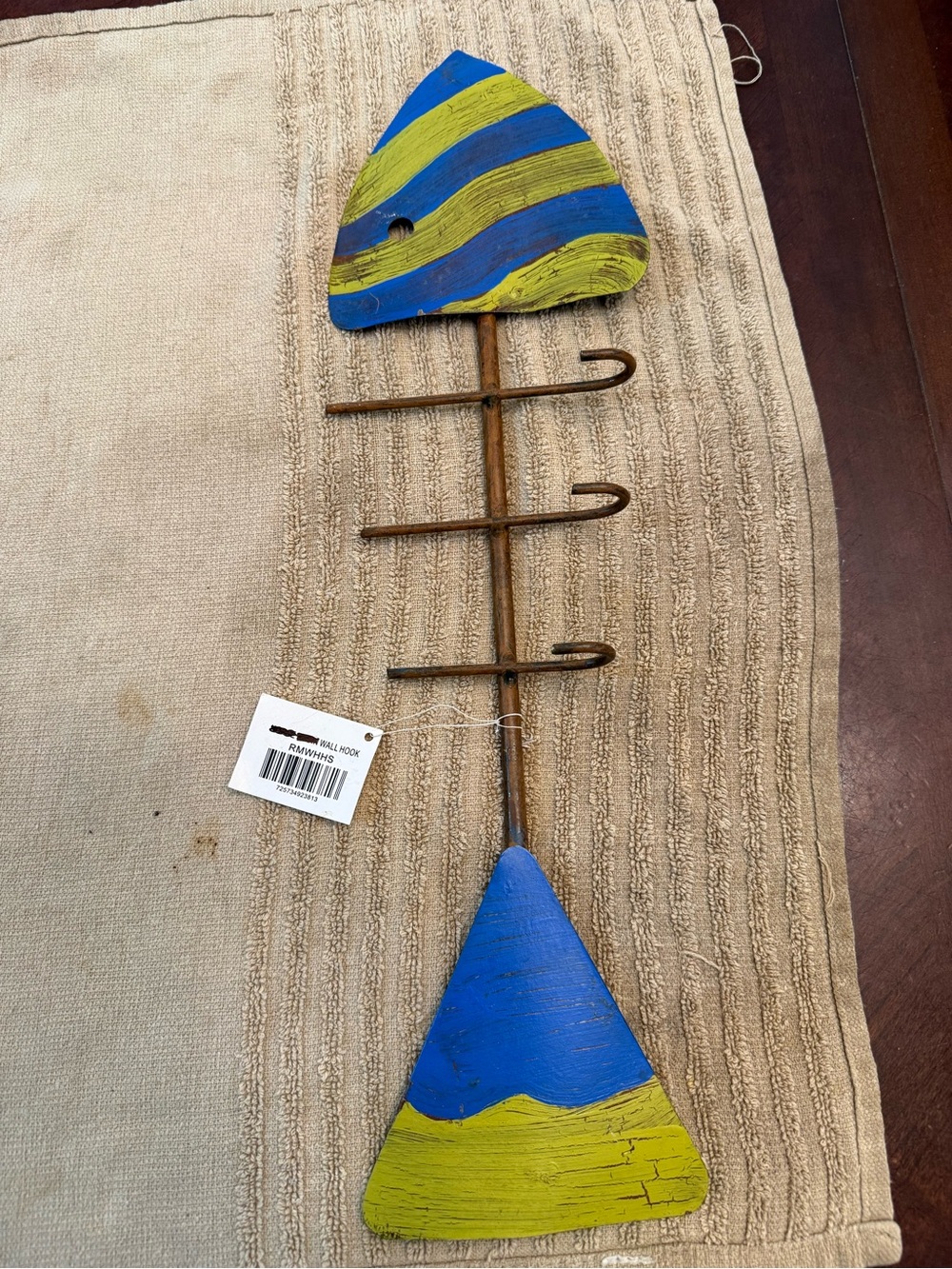 Hanging hook rustic metal rack Fish themed to hang anything !